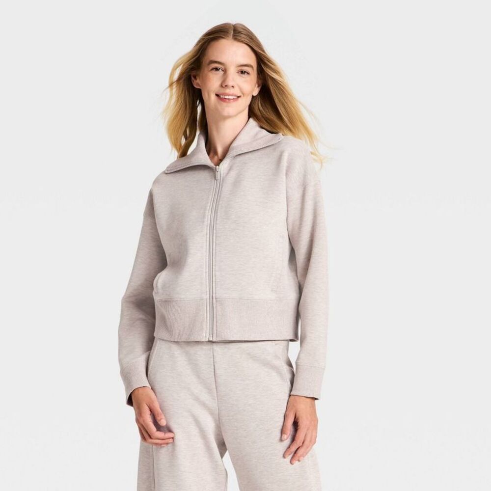 Women's Airy Sleek Full Zip Jacket - All In Motion Taupe Heather S